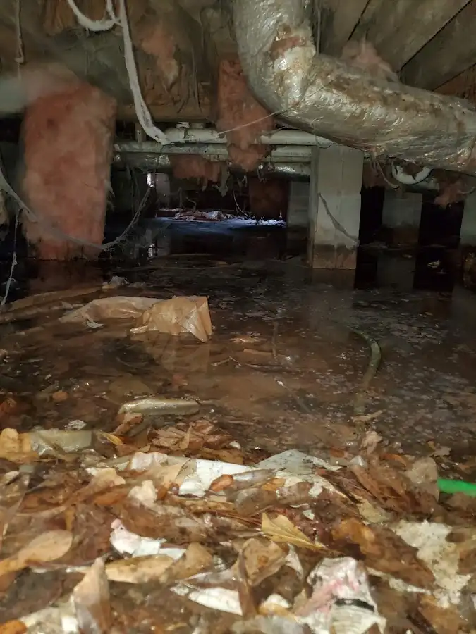 Crawl space flood assessment for Commercial Water Damage Restoration in Inkster